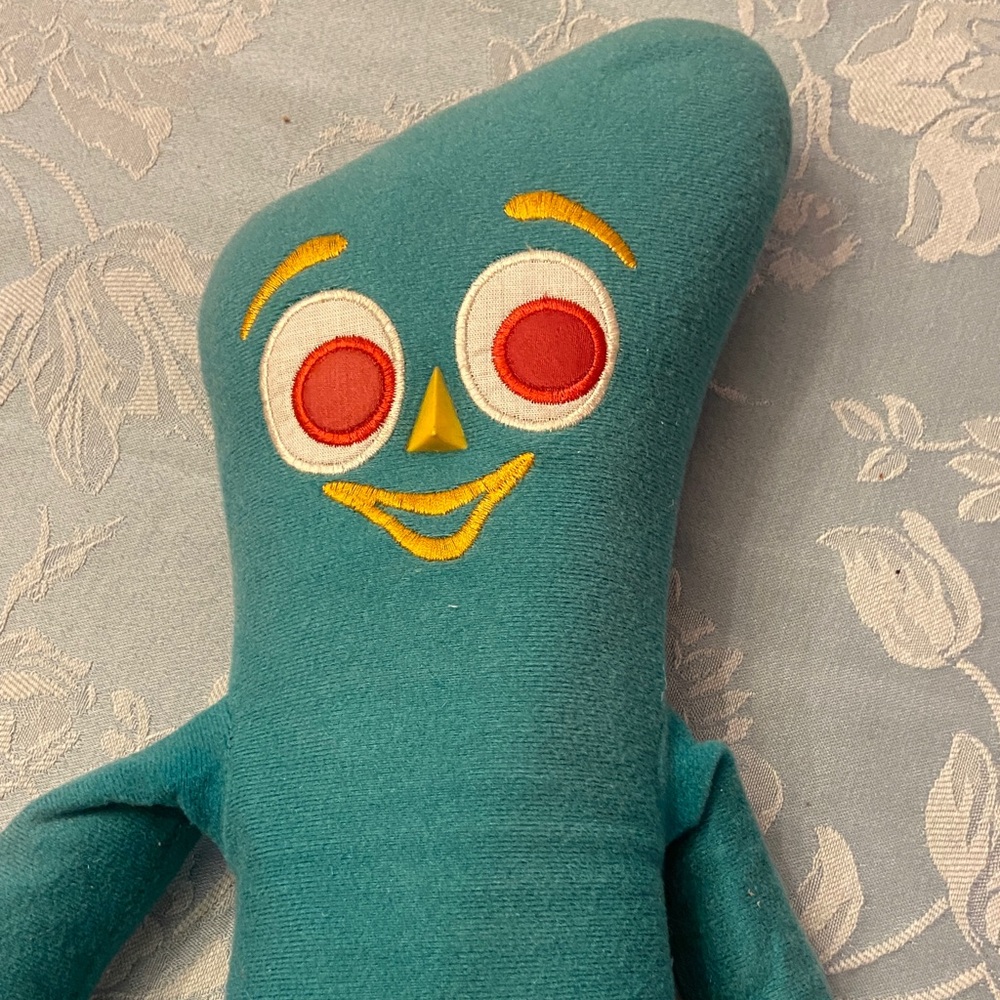 Vintage Gumby 1983 24 inches Teal Plush Toy with Red Eyes - Picture 4 of 11